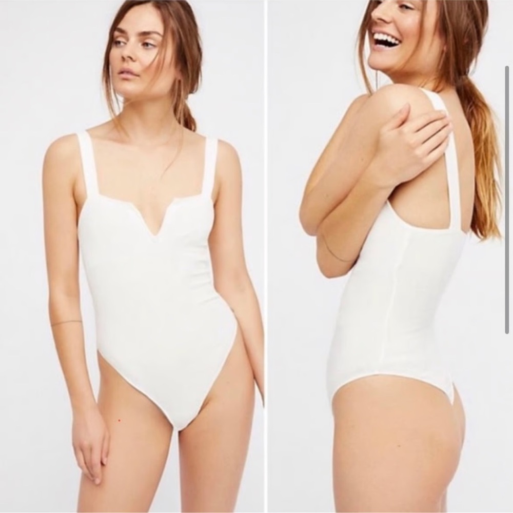 NWT Free People Pipa V-Wire Bodysuit White Size Medium